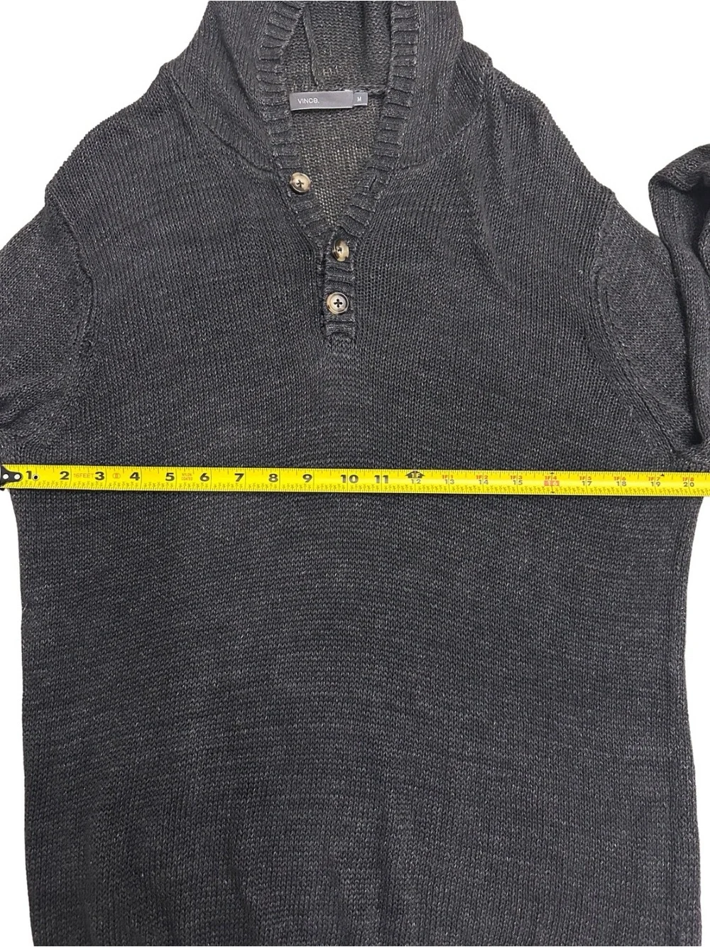 Vince 100% Linen Knit Hoodie Charcoal Gray SZ Medium Quiet Luxury Coastal EUC